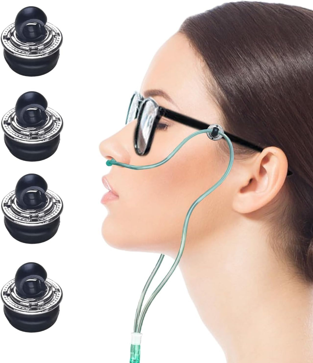 with Anti Slip Design Oxygen Tube Clips for Glasses - Nasal Cannula Ear Protector - Nose Cannula Hose Holder - Oxygen Holder Effectively avoiding discomfort Pain Caused by Oxygen Tubes on The Ears Black