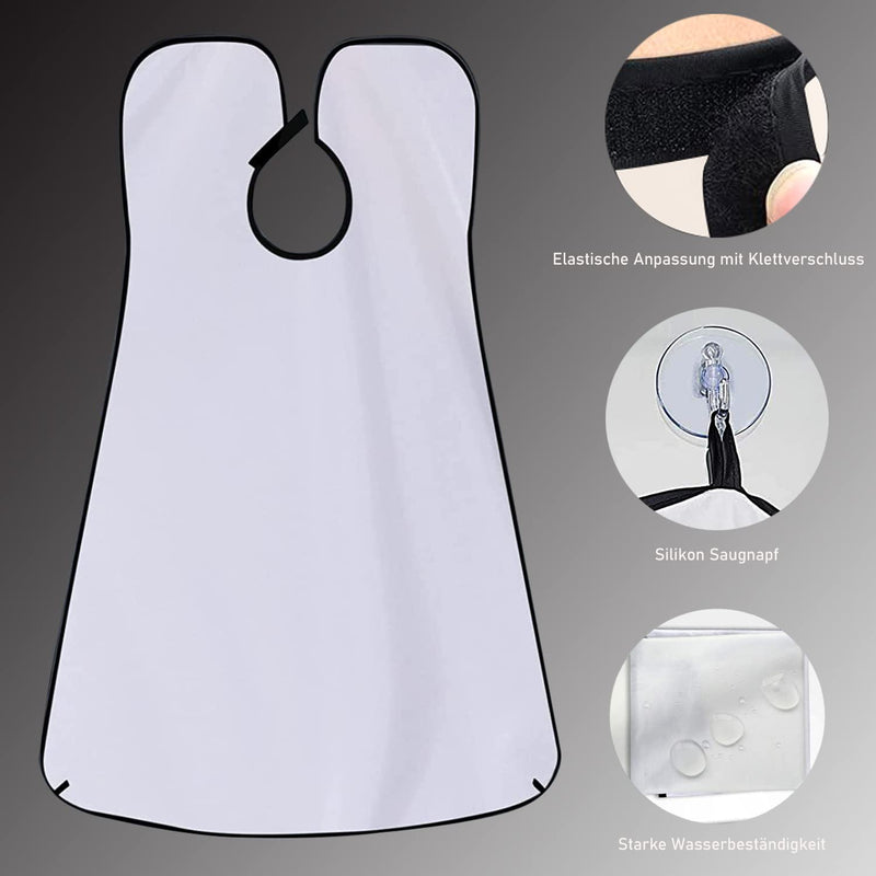 [Australia] - AEESRRU Beard Shaving Bib, Beard Apron for Men, With Suction Cups, Beard Apron for Beard Design, Beard Apron for Husband, Father's Day, Boyfriend (White) White 