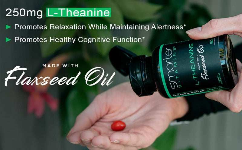 [Australia] - Smarter L-Theanine 250mg Supplement, in Non-GMO Flaxseed Oil, 50 Liquid Softgels 1 