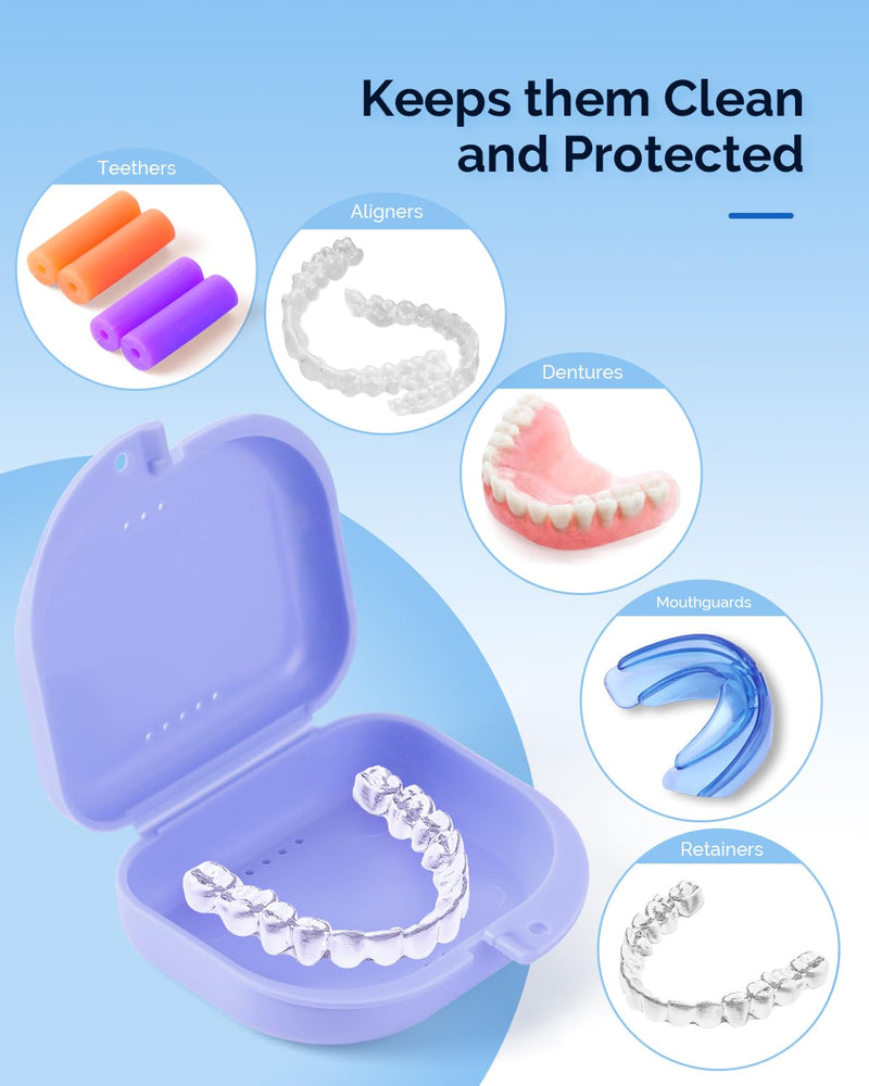 [Australia] - JMU Retainer Case with Vent Holes, Mouth Guard Case with Tight Snap Closure (White/Black) White/Black 