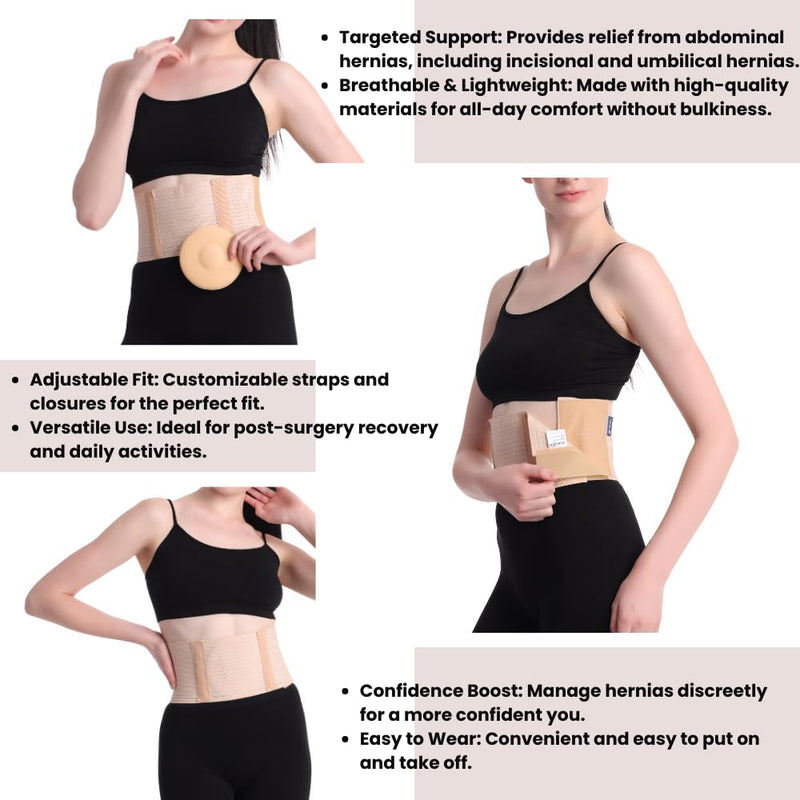 Hernia Belts for Men & Women offering reliable support, Abdominal Binder Men for recovery, Hernia Belt for Women with a secure fit, Belly Belt for comfort and Hernia Support for Men (L) Beige L