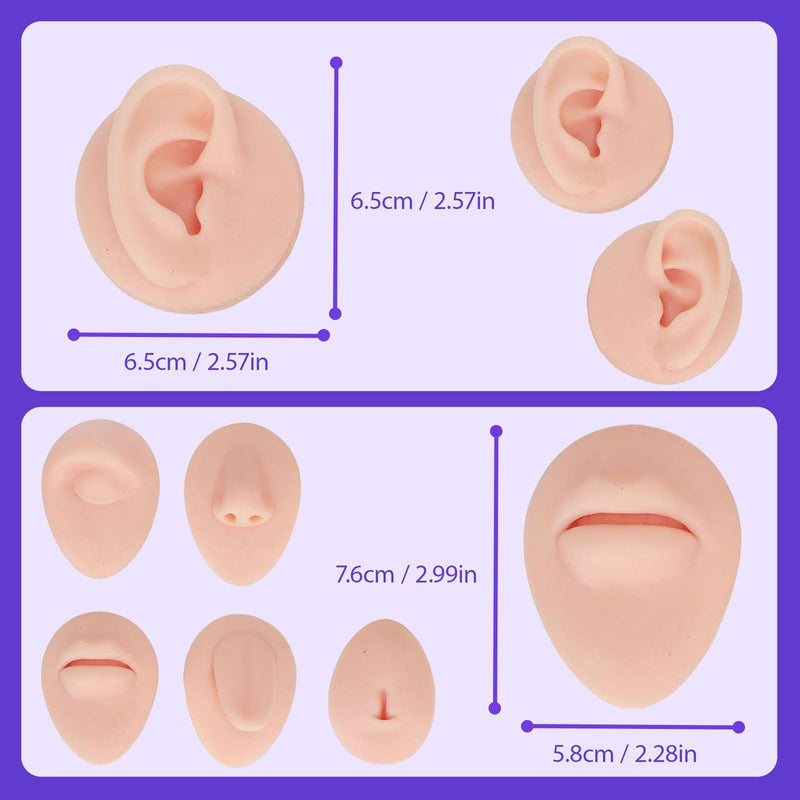 [Australia] - Silicone Model Body Part Displays Set- Usiriy 8Pcs Silicone Piercing Practice Kit with Model Display Holder Silicone Tongue Mouth Nose Eye Navel Ear Model for Piercing Practice and Jewelry Display 