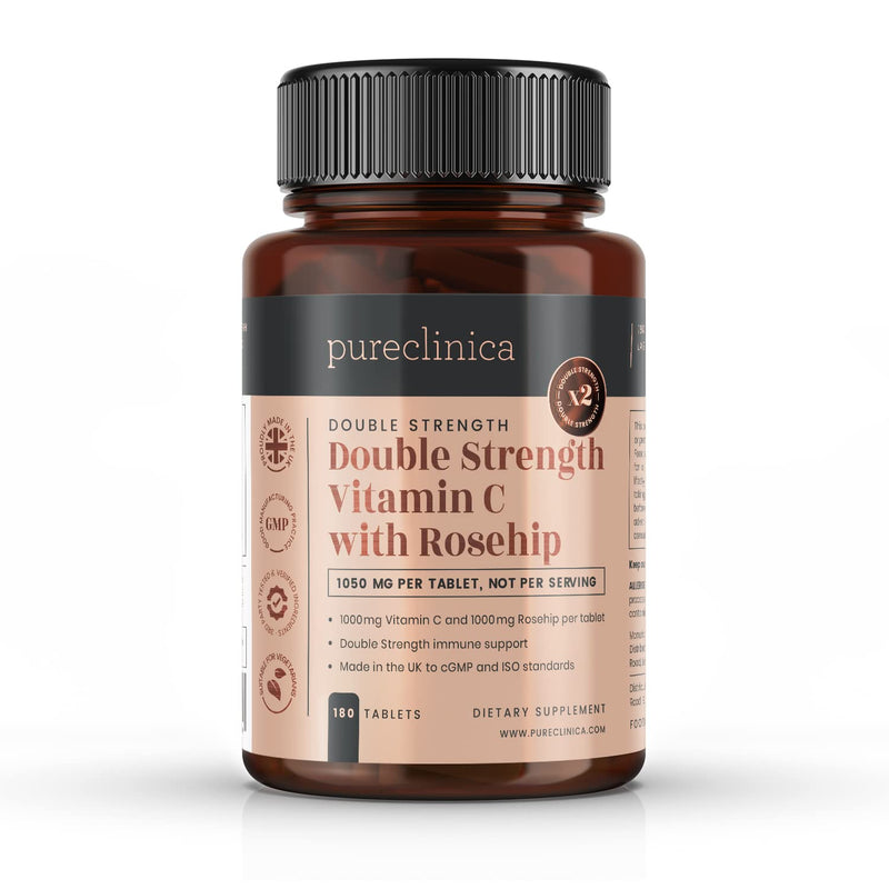 Vitamin C with Rosehip - 2000mg (1000mg VIT C & 1000mg Rosehip Extract) x 180 Tablets - 6 Months Supply 180 count (Pack of 1)