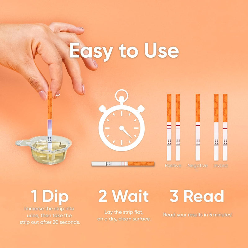 Wondfo 5mm Pregnancy Test Strips - HCG Detection 25 MIU/ml | Pruebas de Embarazo-Home Test of Reliable Result - Individually Wrapped 10 Count 10 Count（5mm,25mIU/ml）