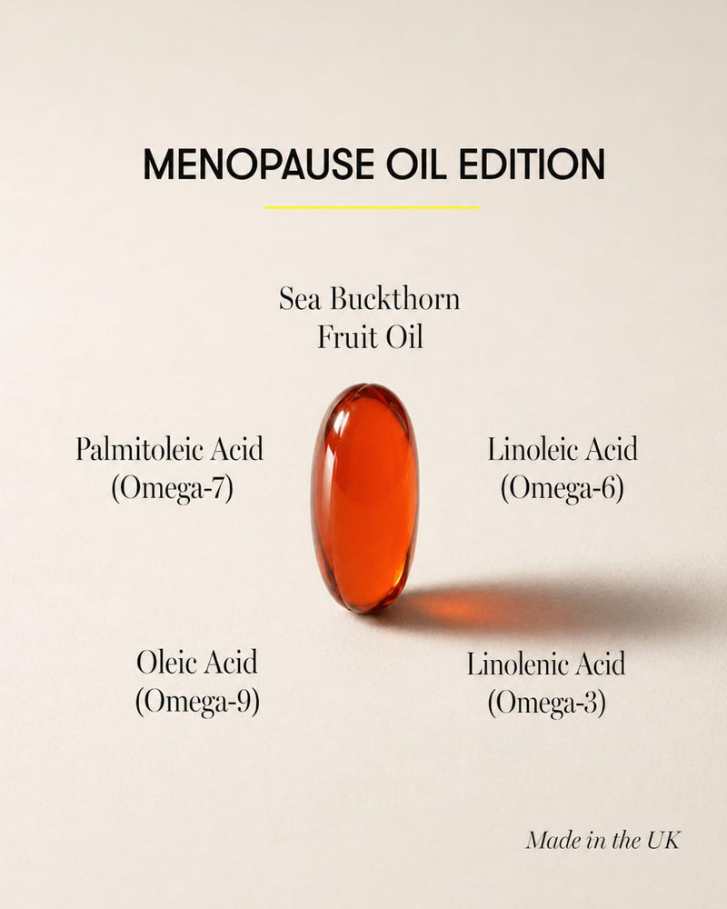 Equi Menopause Oil Edition | Sea Buckthorn Omega-7 Capsules | Vegan Women’s Supplement | Midlife Nutrition for Hydration, Comfort, Balance | Plant Fatty Acid Formula | Daily Wellness Support | 30 Day