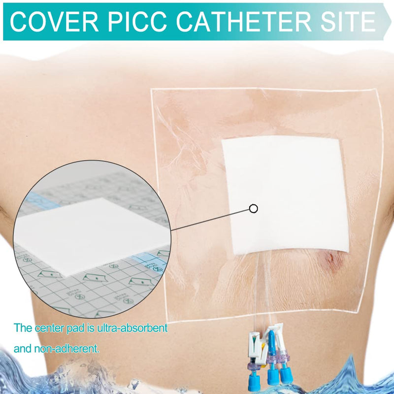 [Australia] - Waterproof Dialysis Catheter Shower Cover 8x8 - No Glue On The Center of The Patch, PD Peritoneal Dialysis Port Shower Protector Shield Island Bandage Dressing Patch Accessories (Pack of 25) (8"x8"+pad)-25pcs 