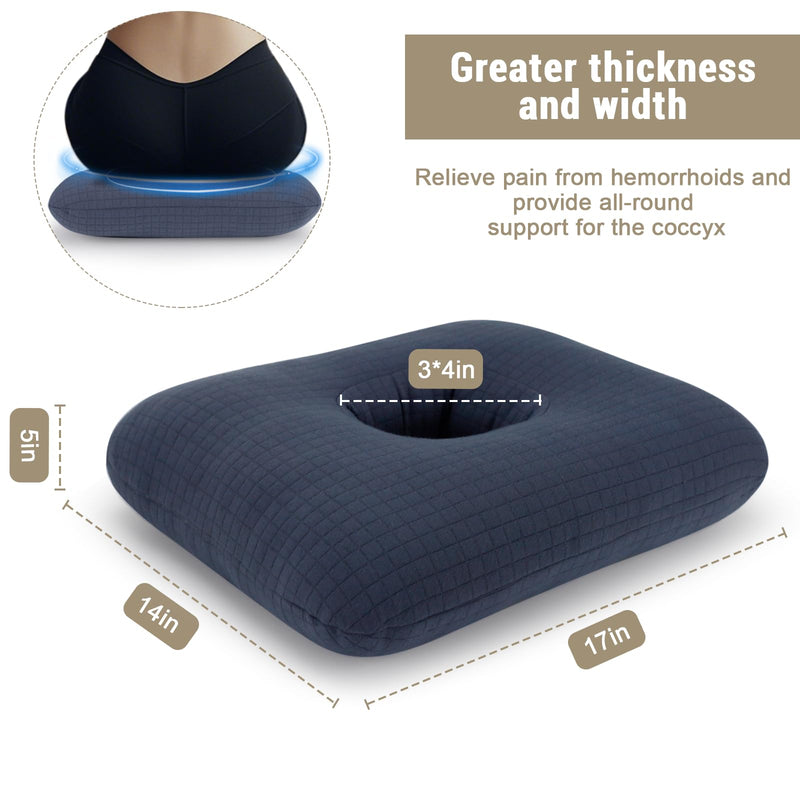 [Australia] - Donut Pillow for Bed Sores Tailbone Pain Relief Cushion, Cotton Butt Donut Cushion Breathable for Hemorrhoid, Pregnancy, Prostate and Surgery, Sitting Pressure Relief for Home, Office, Car Navy Blue 