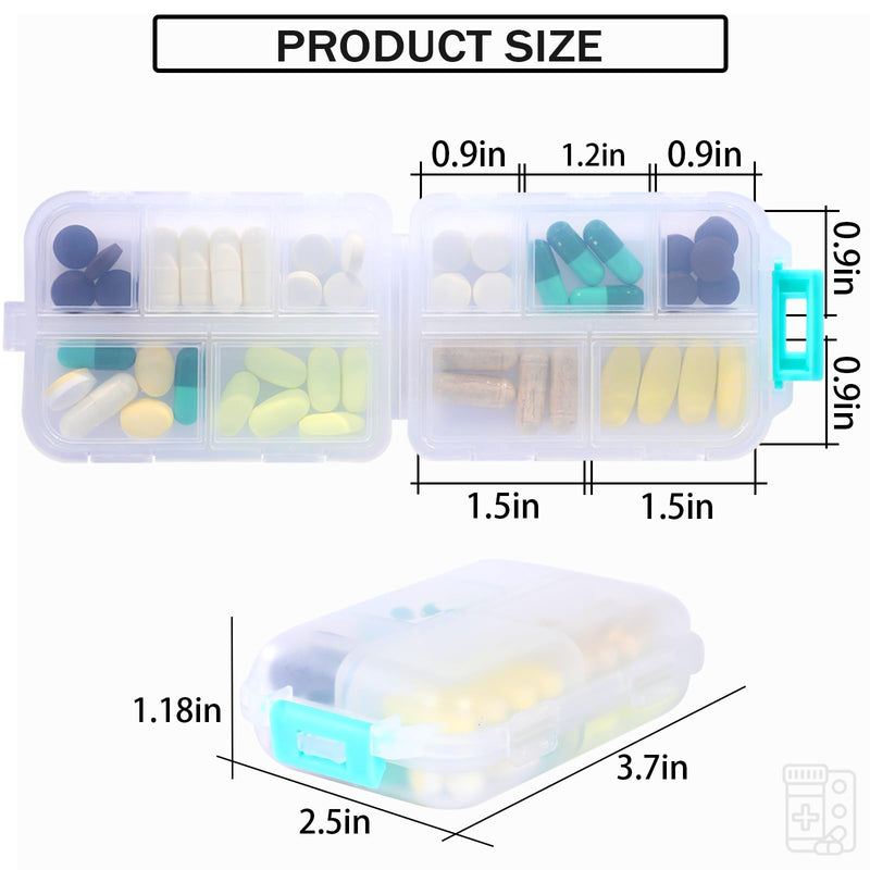 Travel Pill Organizer Portable Pocket Pill Case Small Pill Box for Purse Medicine Organizer Have 10 Compartments Storage Vitamin Fish Oil by INVODA (1PCS White+Lables) 1pcs White