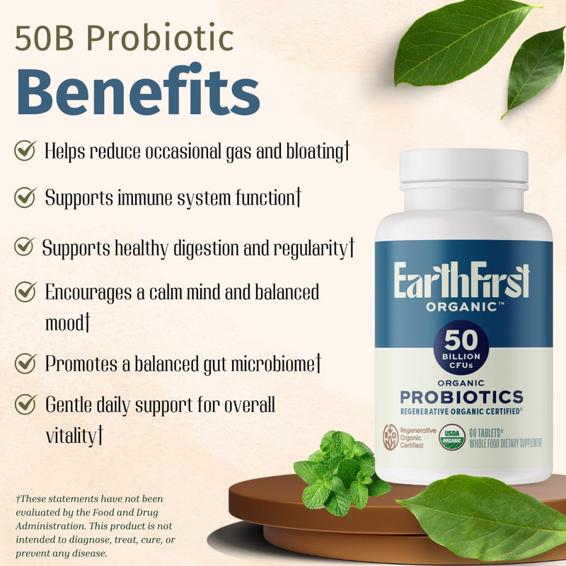 Probiotic 50B CFU with Beef Liver – Regenerative Organic Certified Daily Gut Health Supplement – Supports Digestion, Immune & Emotional Wellness – 60 Tablets 60 Count (Pack of 1)