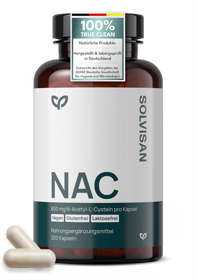 [Australia] - SOLVISAN - NAC 800 mg N-Acetyl-L-Cysteine capsules - 200 capsules - Produced in Germany - Vegan, laboratory tested and without additives 