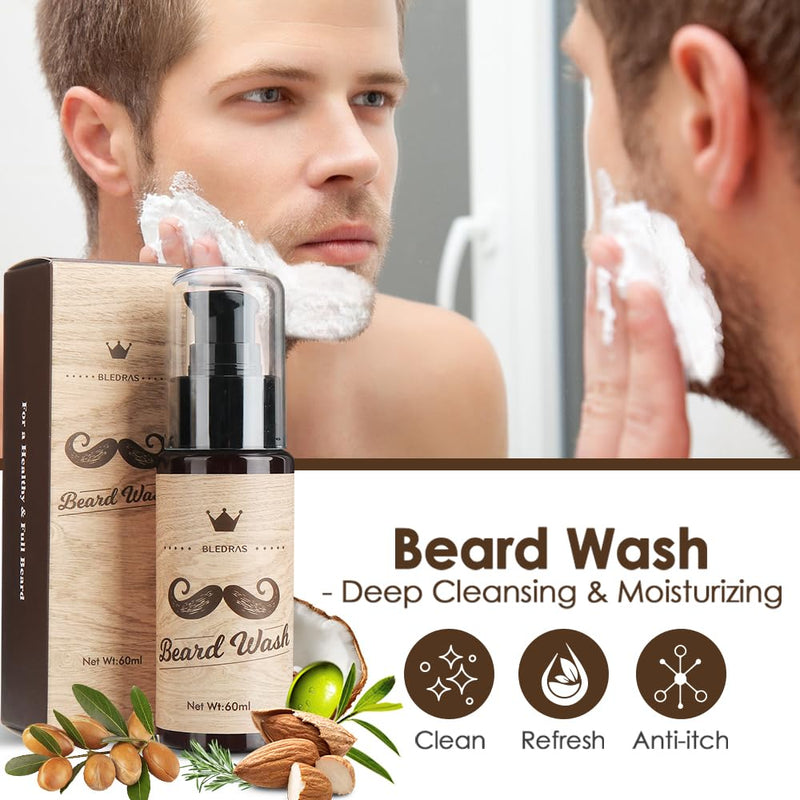 [Australia] - Beard care set for men, Bledras 10 in 1 beard care gift set with beard shampoo, beard oil, beard balm, beard comb, beard brush, beard scissors, beard stencils, gifts for men 