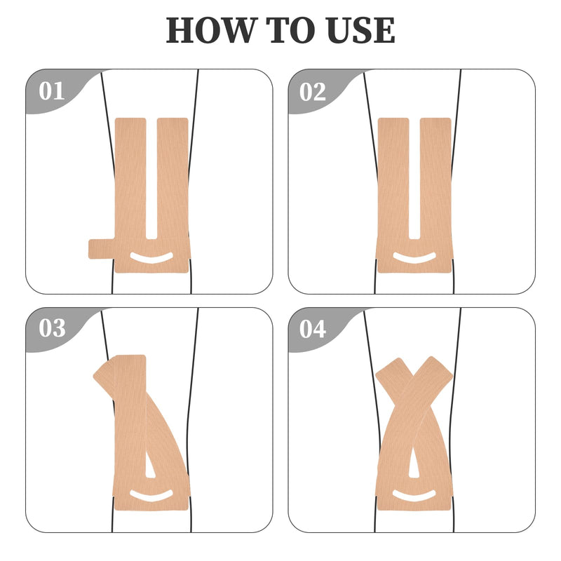 20PCS Kinesiology Tape for Knees, Precut Strips Knee Tape for Knee Stability & Support Waterproof Sports Tapes for Pain Relief Elastic Cotton Athletic Tapes Hypoallergenic Latex-Free, Beige