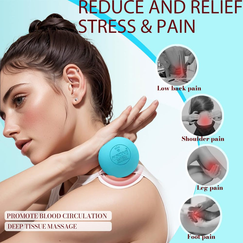 [Australia] - KSONE Massage Lacrosse Balls -Massage Balls for Myofacial Release&Trigger Point Therapy-Set of 2-Hard Lacrosse Massage Ball &Soft Massage Ball with one mini Ball Multi Blue 
