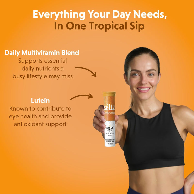 Seltz Multivitamin Drink Tablets, Effervescent Lutein with Daily Energy | Daily Energy Support, Eye Health, Antioxidant Support, Drop Fizz and Drink, Refreshing, Supports Hydration, 20 Tablets 1 Pack 20 Tablets (pack of 1)