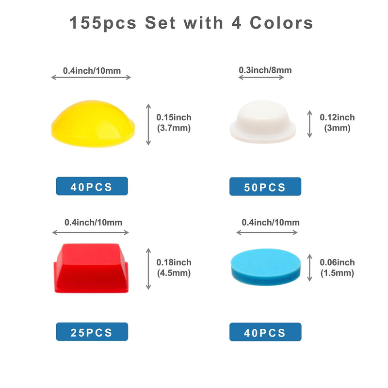 Bump Dots for Visually Impaired 155 Pcs Combo Pack(Yellow,Blue,White,Red) - Low Vision Aids Braille Stickers Raised Tactile Dots for Elderly, Blind