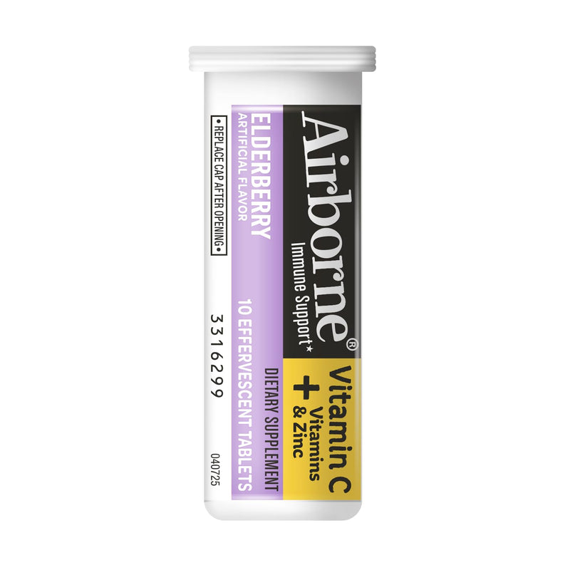 Airborne 1000mg Vitamin C Immune Support Elderberry Effervescent Tablets, 20ct 20 Count (Pack of 1)