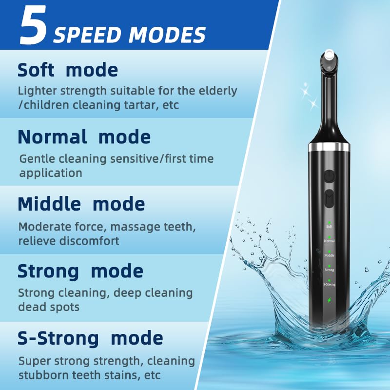 [Australia] - Teeth Polisher with 5 Brush Heads 8 Polish Pastes 5 Speed Modes and LED Light IPX6 Waterproof Tooth Polishing Kit Teeth Cleaner Tools for Home Use Teeth Whitening and Cleaning Style 2 