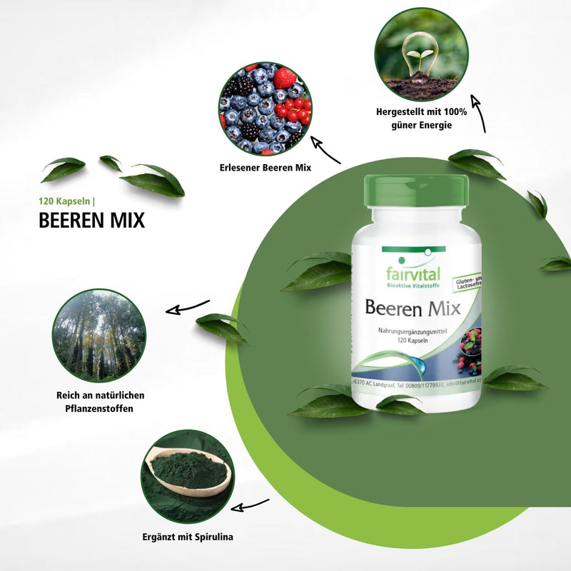 [Australia] - Fairvital | Berry Mix - 120 capsules - antioxidant capsules - HIGH DOSE - VEGAN - 8 berries with spirulina 