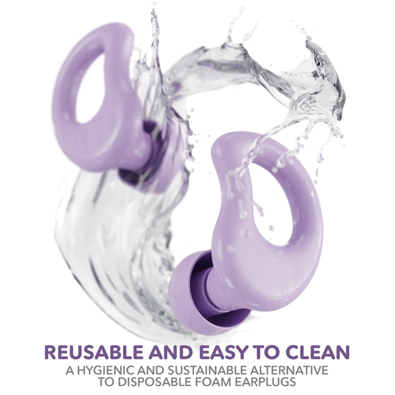 [Australia] - Everyday Earplugs – Ultra Soft, Customizable Sleep, Travel, Sensitivity, Noise Protection, for Sound Canceling Isolation, up to -30dB Reduction, NRR 15, Reusable and Sustainable (Purple) Purple 