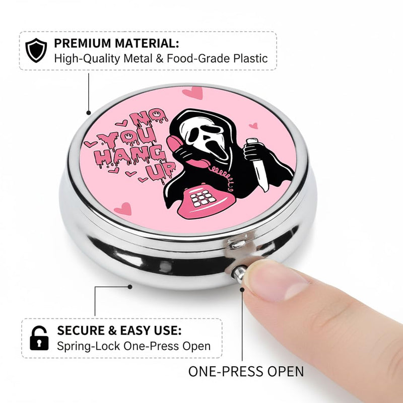 Pill Box 3 Compartment Small Pill Case,Portable for Pocket or Purse Pill Organizer Pill Container Holder with Mirror to Hold Vitamins, Medication, Fish Oil and Supplements (Ghost) Ghost