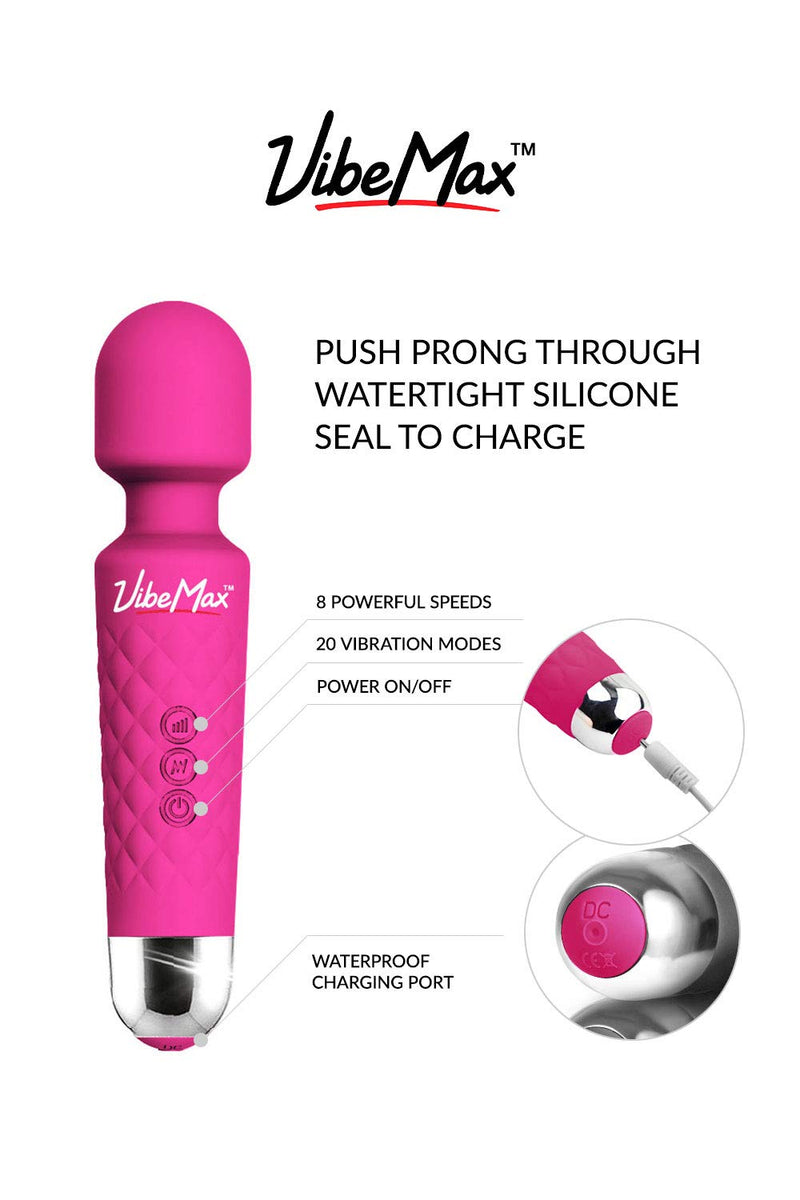 [Australia] - Rechargeable Personal Massager - Powerful Multi Speed Vibration - Whisper Quiet - Waterproof - for Muscle Tension Relief - Pink 
