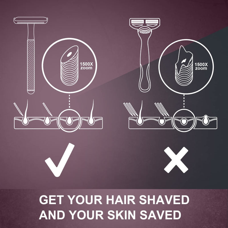 Black Double Edge Safety Razor, Classic Razor Set for Men, Zero Waste Razor with 10 Replacement Double Edge Blades, Metal Razor