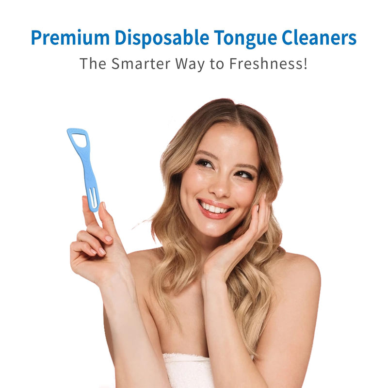 [Australia] - Tongue Cleaner, Tongue Scraper, Disposable, Plastic Scraper, Clean Tongue, Promote Fresh Breath, Includes Safe Fold- Back Tooth Pick, 100 Count 