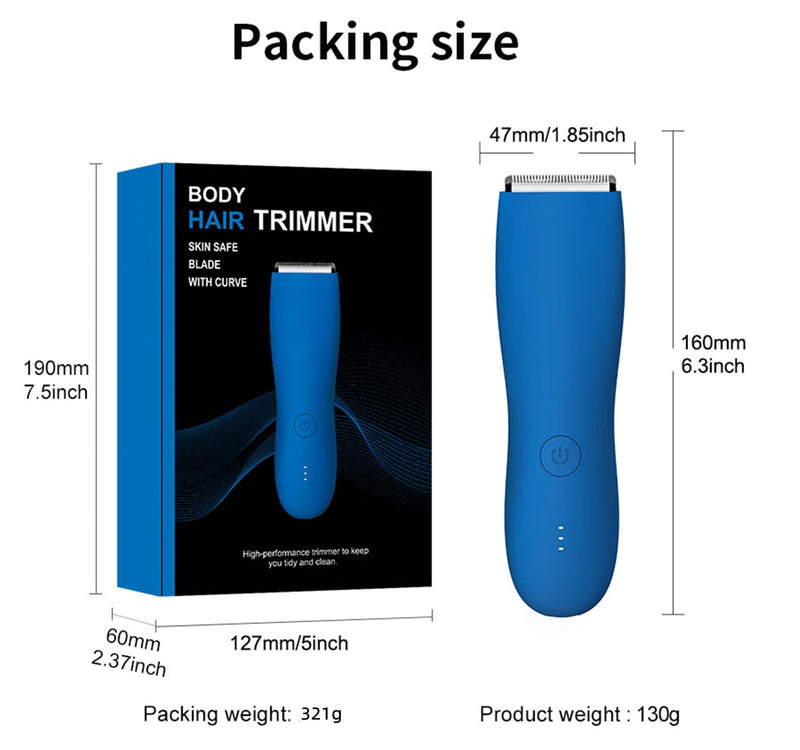 [Australia] - Pubic Hair Trimmer for Men and Women,Electric Shaver,Rechargeable & Cordless Electric Razor,Waterproof Wet/Dry,Ideal Razor Gift for Boy/Girl Friend (Blue) 