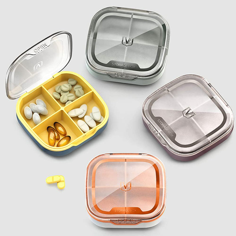 Pill Case Compartment Portable Pill Organizer Divided Vitamin Box Medicine Holder for Daily and Travel Use-4 Compartments-Russet Russet