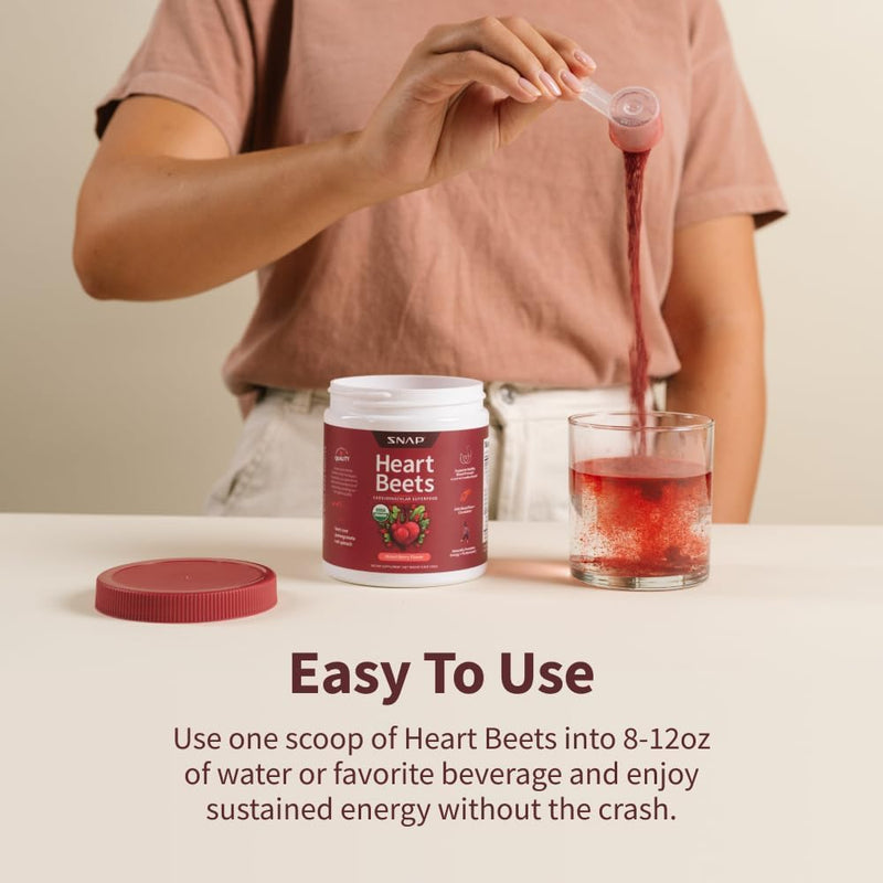[Australia] - Snap Supplements Heart Beets, Organic Beet Root Powder, Cardiovascular Support Supplement for Men & Women, Beets, Pomegranate, B Vitamins & Red Spinach, Heart Health Support, 30 Servings, Mixed Berry 