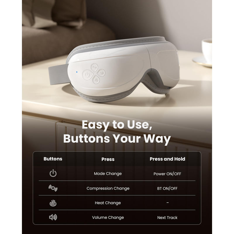[Australia] - BOB AND BRAD Eye Massager FSA Eligible/HSA Eligible, EyeOasis 2 Heated Eye Mask for Migraines with Music, Smart Migraine Massager Reduce Dry Eyes Improve Sleep, Birthday Gifts for Women Men Mom Dad Pearl White (Deep Relaxation, Sleep Aid) 