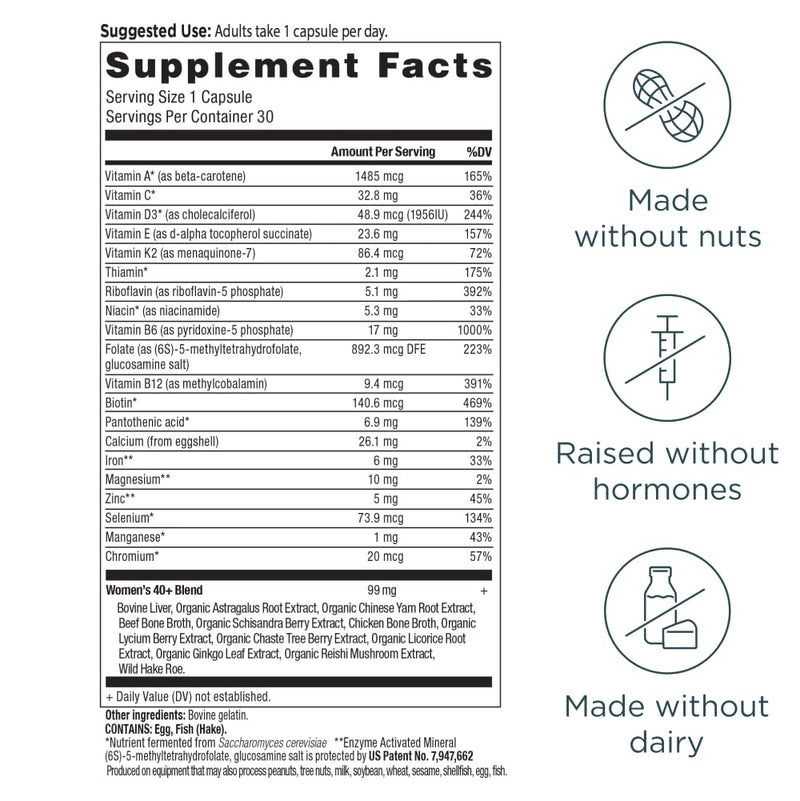 Ancient Nutrition Methylated Multivitamin for Women 40+, Once Daily | Once Daily, Magnesium, Methylated Vitamin B, C, K2, Folate and Iron Supplement, 30 count Women's Once Daily 30 count