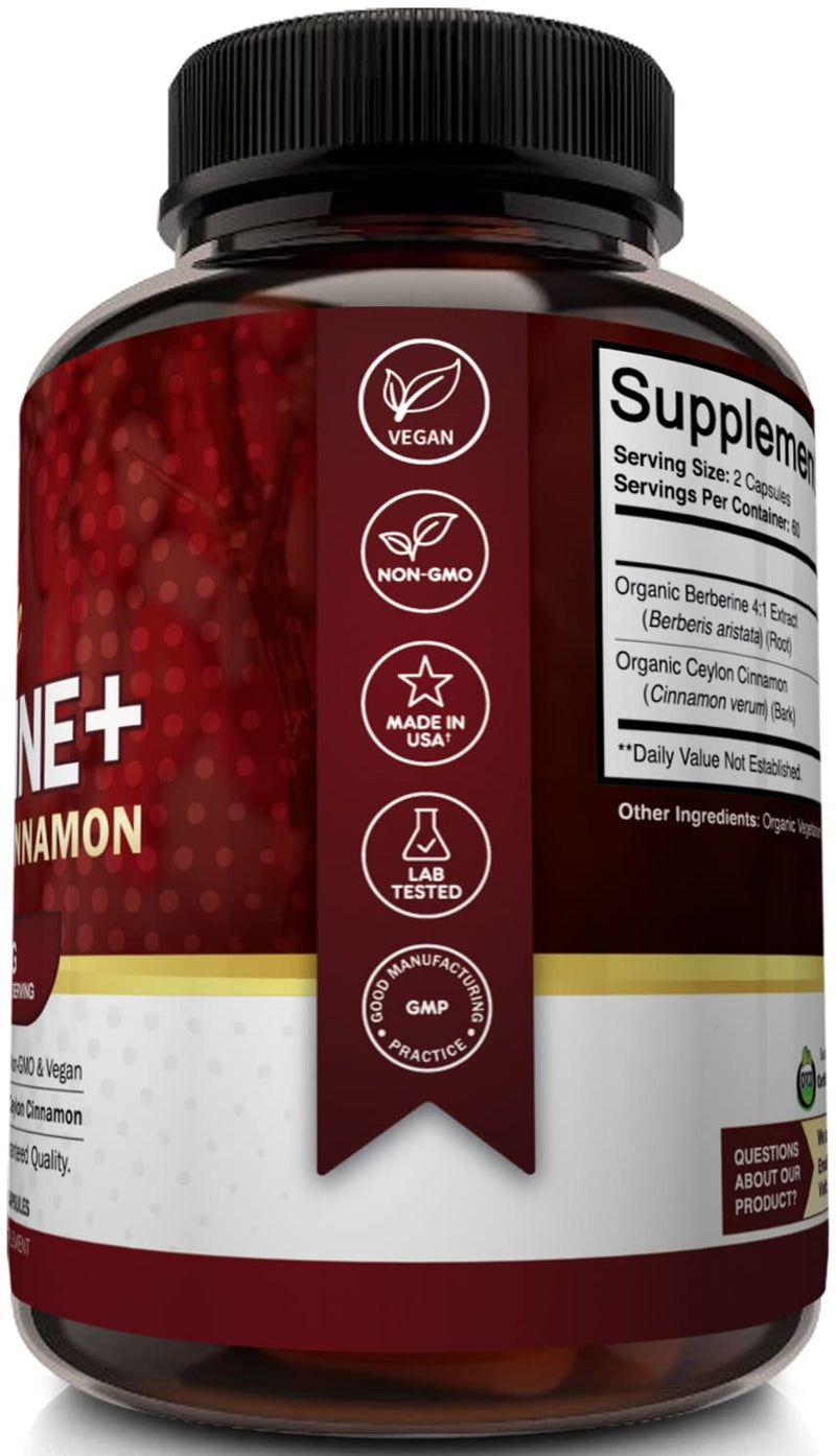[Australia] - NutriFlair Organic Berberine with Ceylon Cinnamon 1450mg, 120 Capsules 