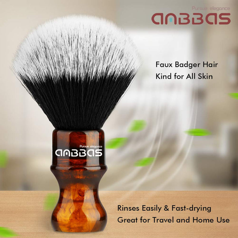 [Australia] - Shaving Brush Vegan with Travel Box for Shaving Brush Classic Nylon Fiber Resin Handle Anbbas Size Shaving Brush (Knot 24mm) (Amber) Amber 