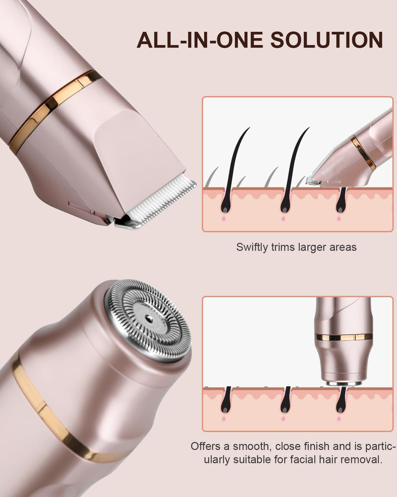[Australia] - RAXMETRY facial hair remover for women, 2-in-1 electric shaver for women, intimate razor for women, rechargeable with USB charging station, trimmer for bikini area underarms, Ipx7 waterproof pink red 