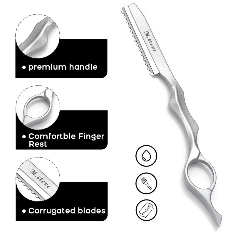[Australia] - Hair Cutting Razor, Hair Razors For Cutting Hair Professional Styling Razor with Replacement Stainless Steel Blades for Salon/Home -11PCS Silver 
