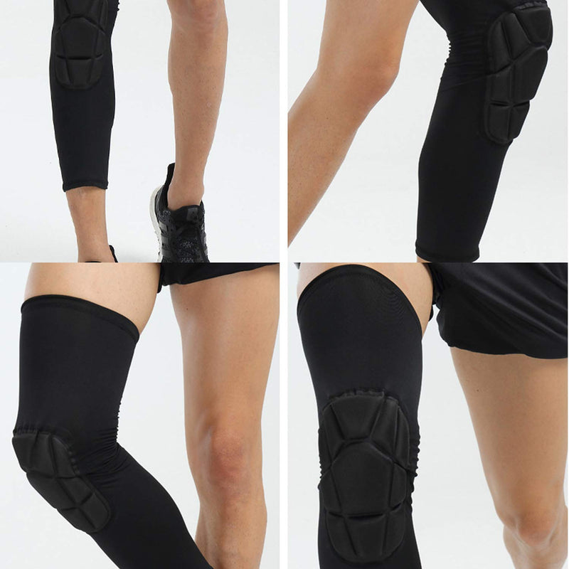 Knee Padded 2 Pack Compression Leg Sleeve Thigh Guard Sports Protective Gear Brace Support for Football Basketball Volleyball Softball Tennis Youth Kids Adult Black Knee Pad X-Large (Pack of 2)