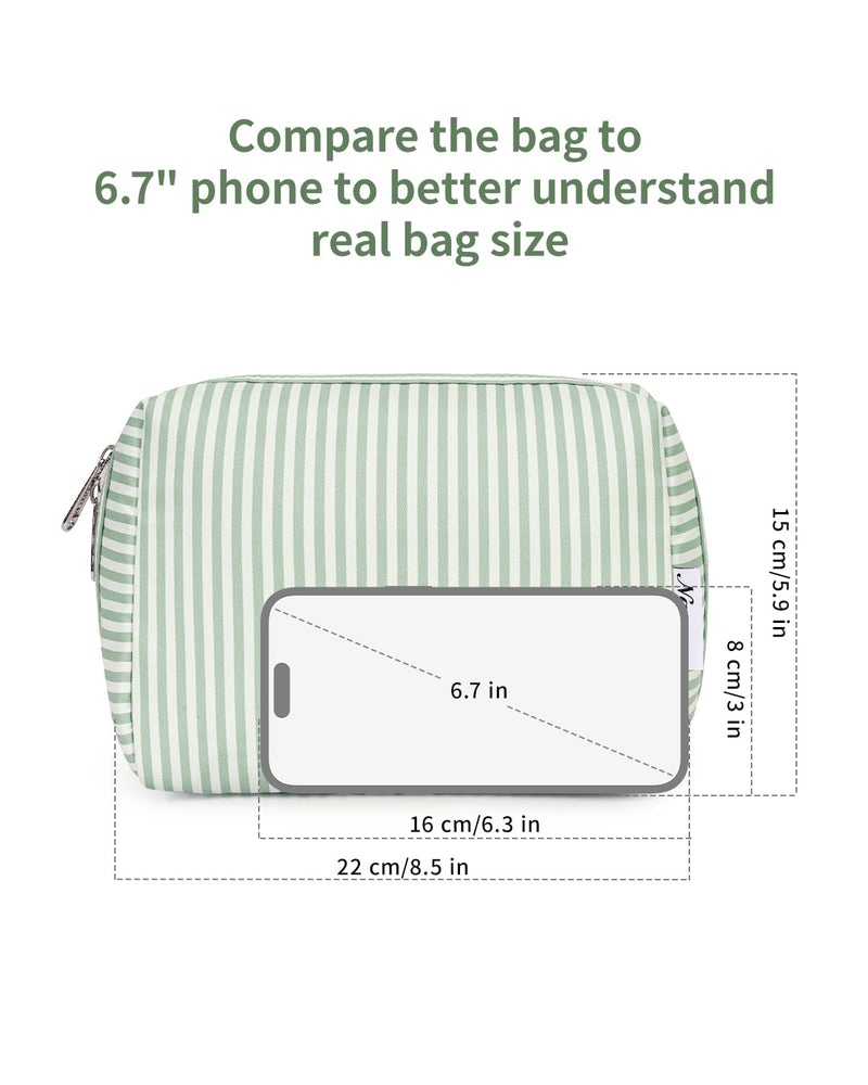 Narwey Striped Hanging Travel Toiletry Bag + Makeup Bag with Compartments for Women Girls