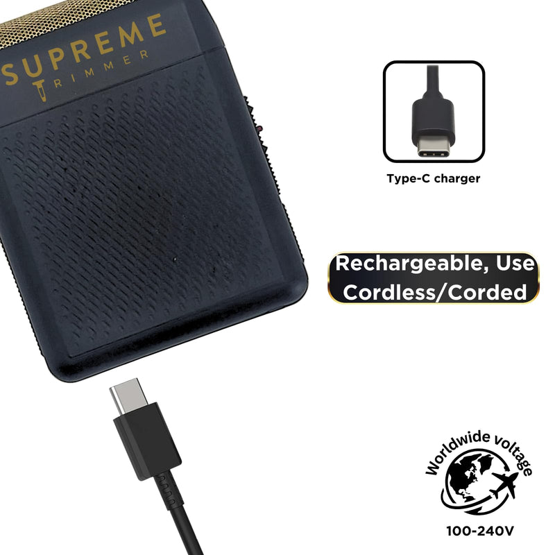 [Australia] - Supreme Trimmer Solo Single Foil Shaver for Pocket | 150 Min Runtime Cordless use, Powerful USB-C Mini Travel Razor for Professional & Home use | STF101 Black 