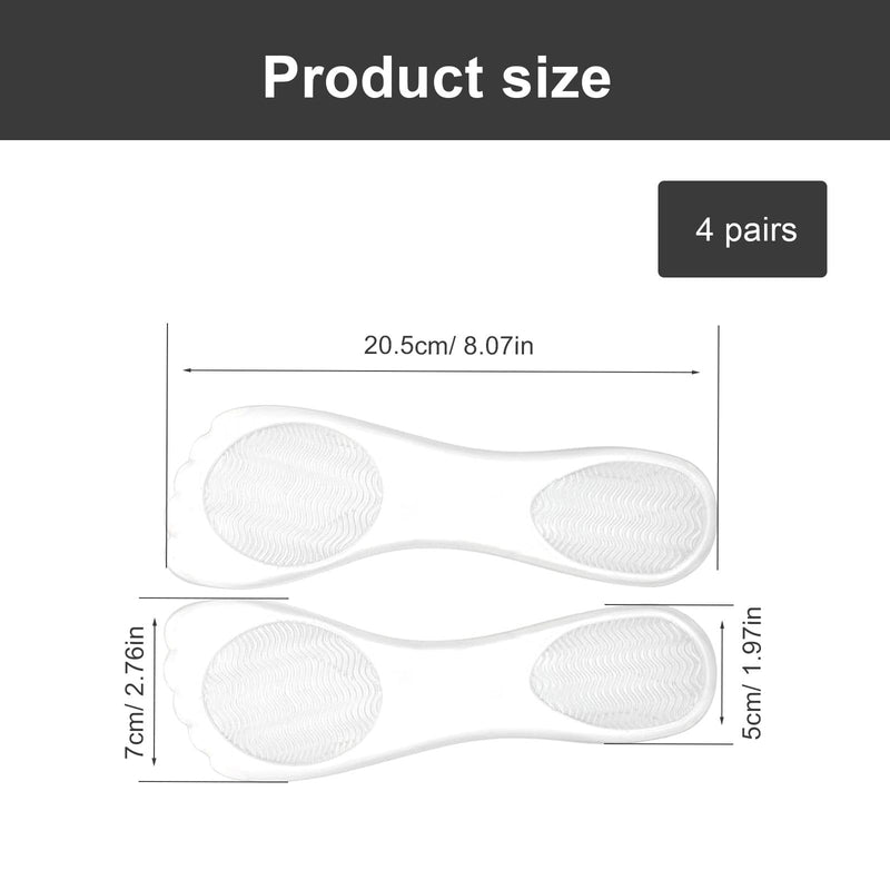 [Australia] - CHSEROK 3/4 Heel Pads, 4 Pairs Silicone Insoles Shoes Reusable Self-Adhesive Clear Invisible Shoe Insoles, Heel Pads Shoes for High Heels 