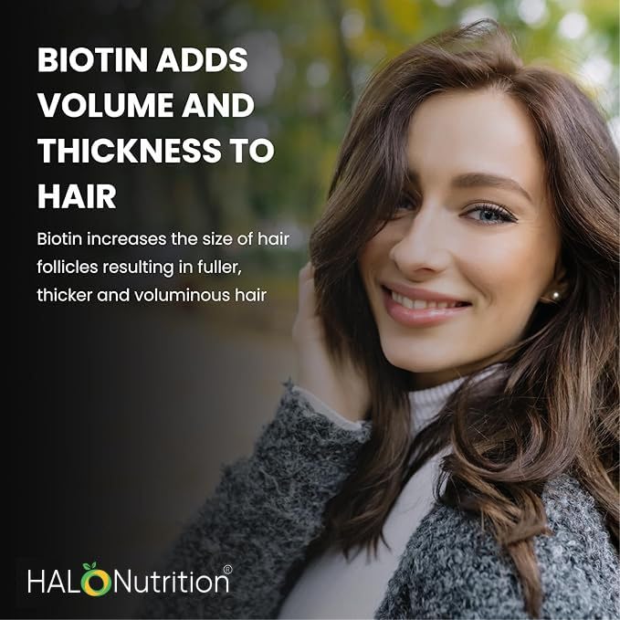 Hair Skin and Nails Vitamins with Biotin, | Biotin Hair Growth | Zinc and Selenium | 180 Vegetarian Tablets | Beauty Supplement for Women and Men | Halal Vitamins |- UK Made By Halo Nutrtion