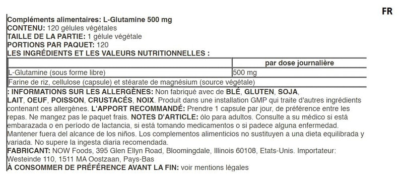 [Australia] - Now Foods, L-Glutamine, 500mg, 120 vegan capsules, amino acid 
