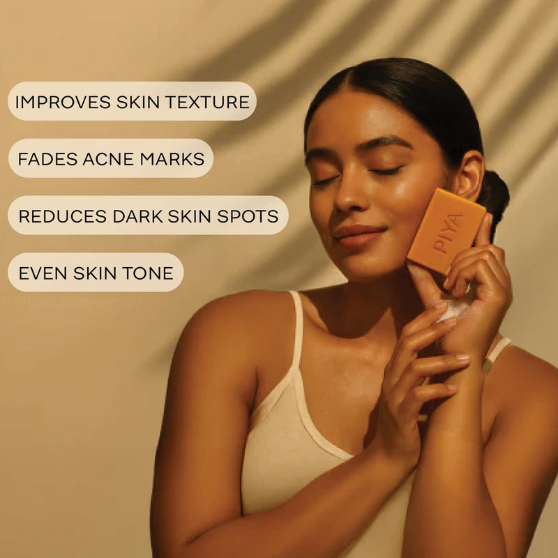 Piya Turmeric Glow Bar Soap– Natural Brightening Face & Body Cleanser for Glowing Skin - Vitamin C, Aloe & Shea Butter (Pack of 3) Pack of 3
