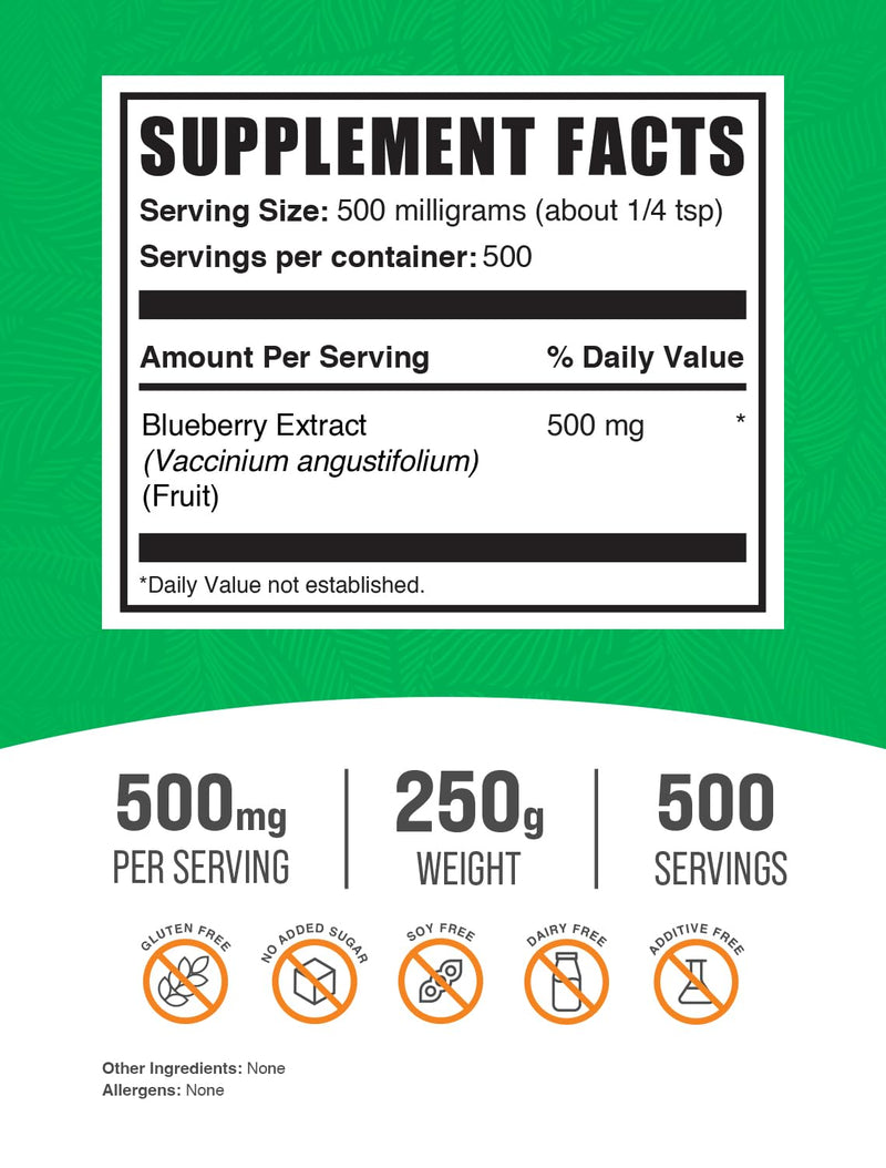 [Australia] - BulkSupplements.com Blueberry Extract Powder - Antioxidants Supplement - Smoothie Powder - Blueberry Extract for Baking - Anthocyanin Supplement - Wild Blueberry Powder (250 Grams - 8.8 oz) 1.1 Pound (Pack of 1) 