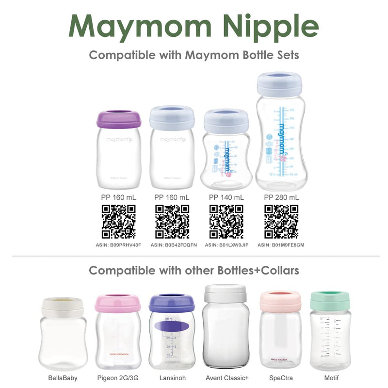 [Australia] - Maymom Silicone Nipple Slow Flow, 4pc; Compatible with Spectra/Motif Luna/Maymom Widemouth Bottles 