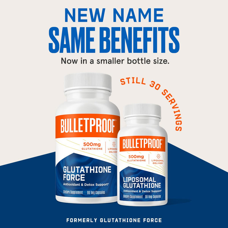 [Australia] - Bulletproof Liposomal Glutathione Force Antioxidant Capsules, 30 Count, Supplement for Liver Health and Immune Support, 30 Servings 30 Count (Pack of 1) 