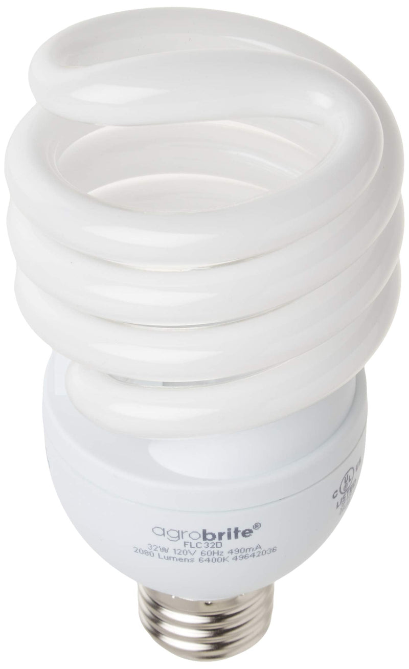 [Australia] - Hydrofarm Agrobrite FLC32D Compact, 32 Watt, 6400K Fluorescent Spiral Grow Lamp, 1 Count (Pack of 1), Brown/A 32W/6400K 