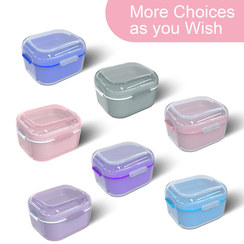 [Australia] - ARGOMAX Denture Case, Denture Cup for Soaking Dentures(Not Leak-Proof), Thorough Cleaning of Dentures, Retainer, Mouthguards, Clear Braces (Dark Pink). Clear Case + Pink Filter and Tray 