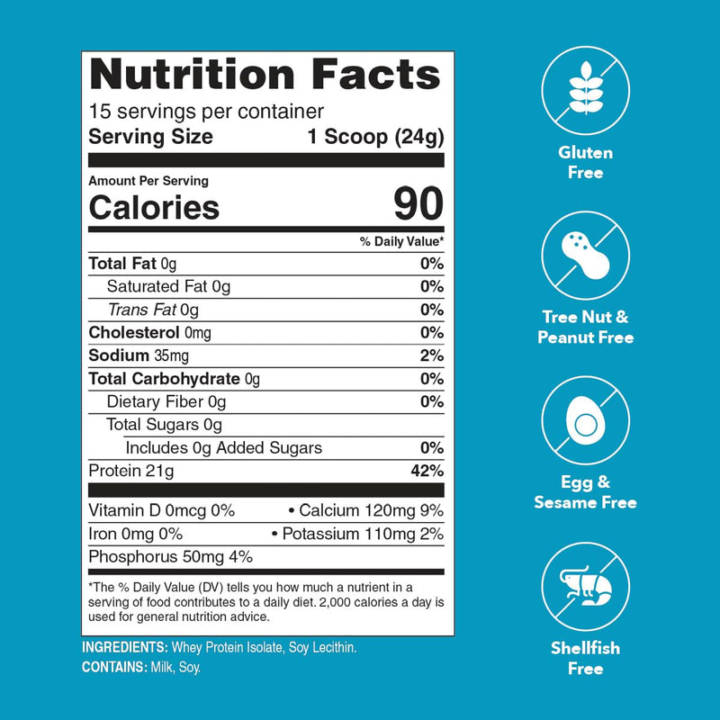 [Australia] - Unflavored Protein Powder | 21g 100% Whey Isolate Protein Powder | Unflavored Whey Protein Powder | Low Carb and Sugar Free Whey Protein Isolate | Gluten Free | Certified Kosher | 15 Servings 