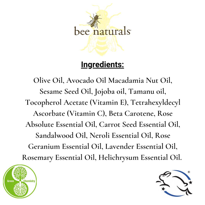 Bee Naturals Queen Bee Facial Serum-Antioxidant-Rich with Organic Tamanu Oil, Beta Carotene & Rose Absolute, Anti-Aging & Hydrating for Dry, Damaged Skin-Vitamin C & E, Pure Essential Oils, 1 fl oz